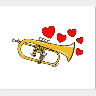 Valentines Flugelhorn Teacher Brass Player Wedding Musician Posters and Art